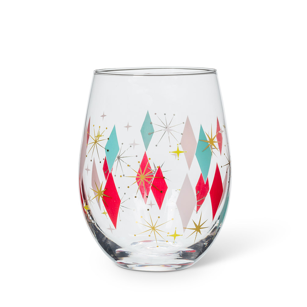 Diamond Stemless Wine Glass | Red