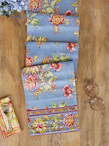 April Cornell Table Runner | Dahlia Days Periwinkle