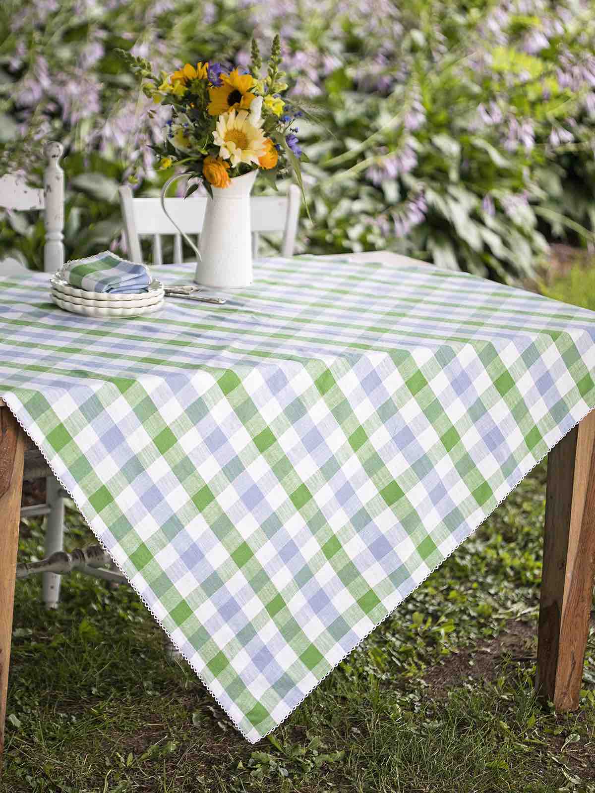 April Cornell 60x90" Tablecloth | Lakeside Plain Blue Green