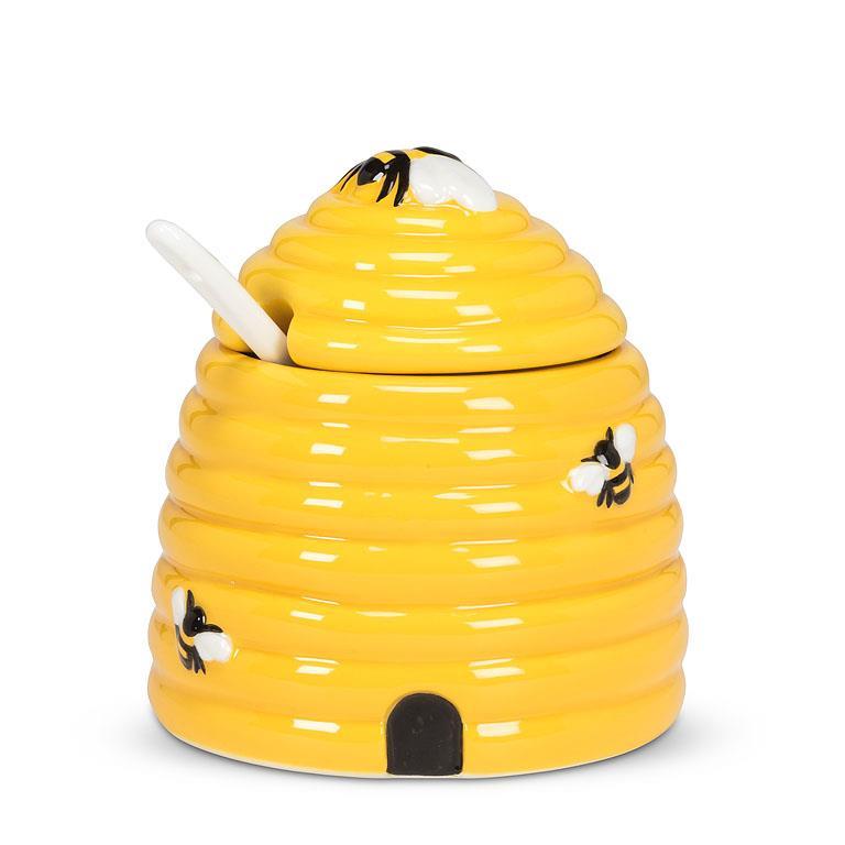 Beehive Covered Jar with Spoon | Honey Pot