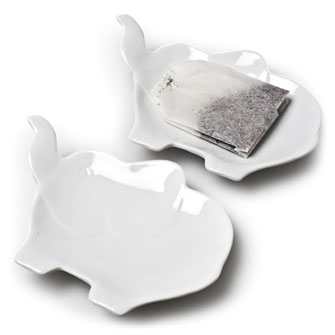 White Elephant Teabag Plate