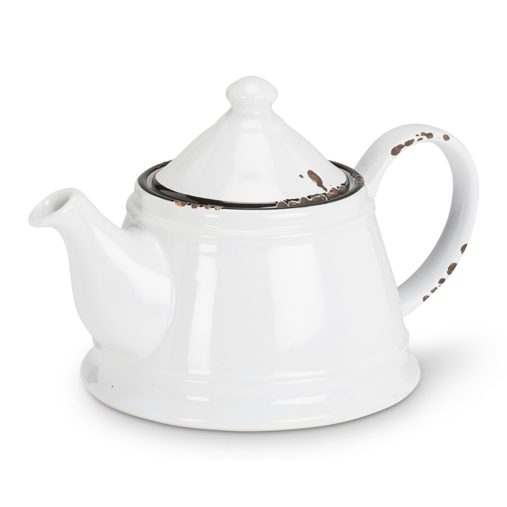 Enamel Look Teapot | White