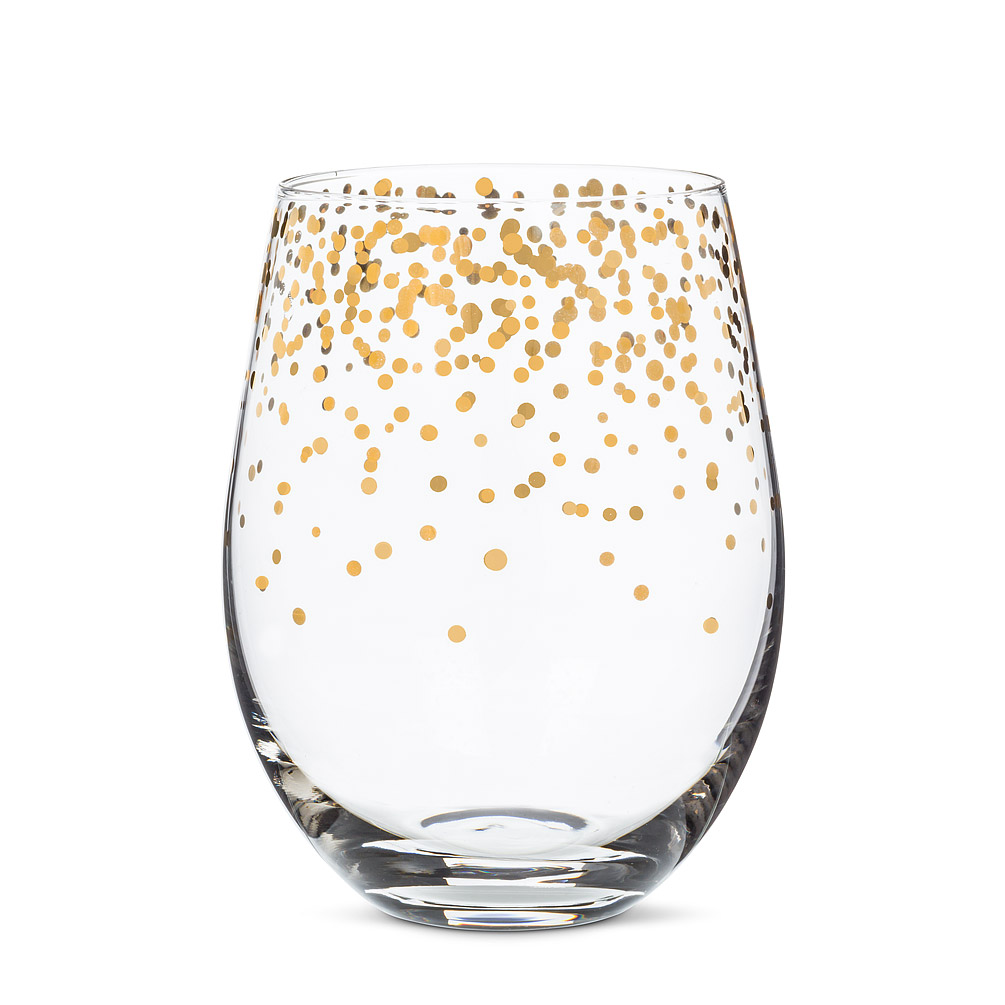 Confetti Stemless Wine Glass | Gold