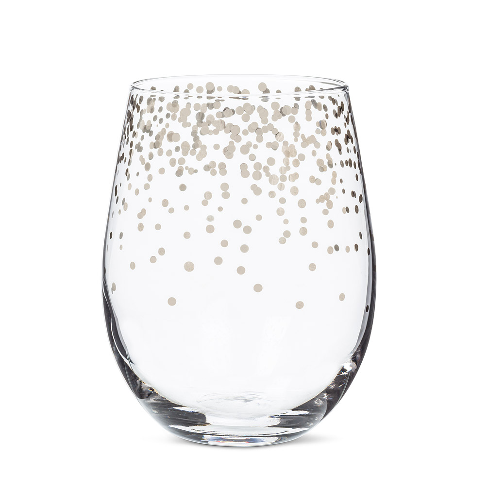 Confetti Stemless Wine Glass | Silver