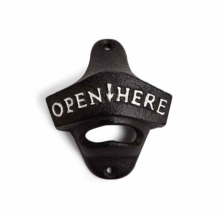 OPEN HERE Cast Iron Wall-Mounting Bottle Opener