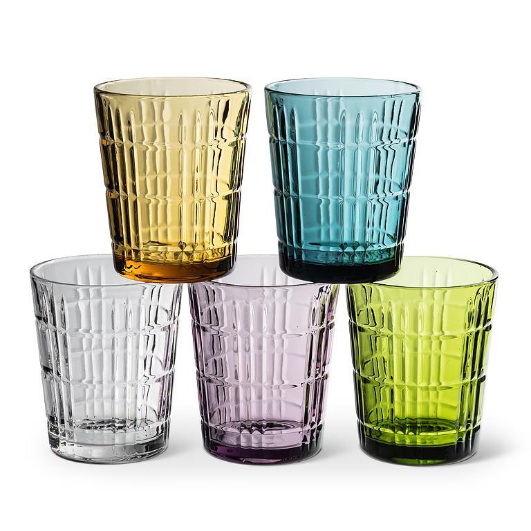 Panel Facet Glass Tumblers | Set of 4 | Assorted Colors Panel Facet Glass Tumblers | Set of 4 | Assorted Colors