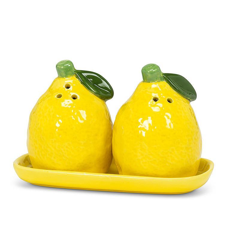 Lemons Salt & Pepper Shakers on Tray