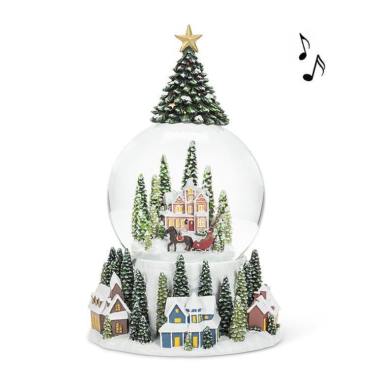 White Christmas Snow Globe with Music
