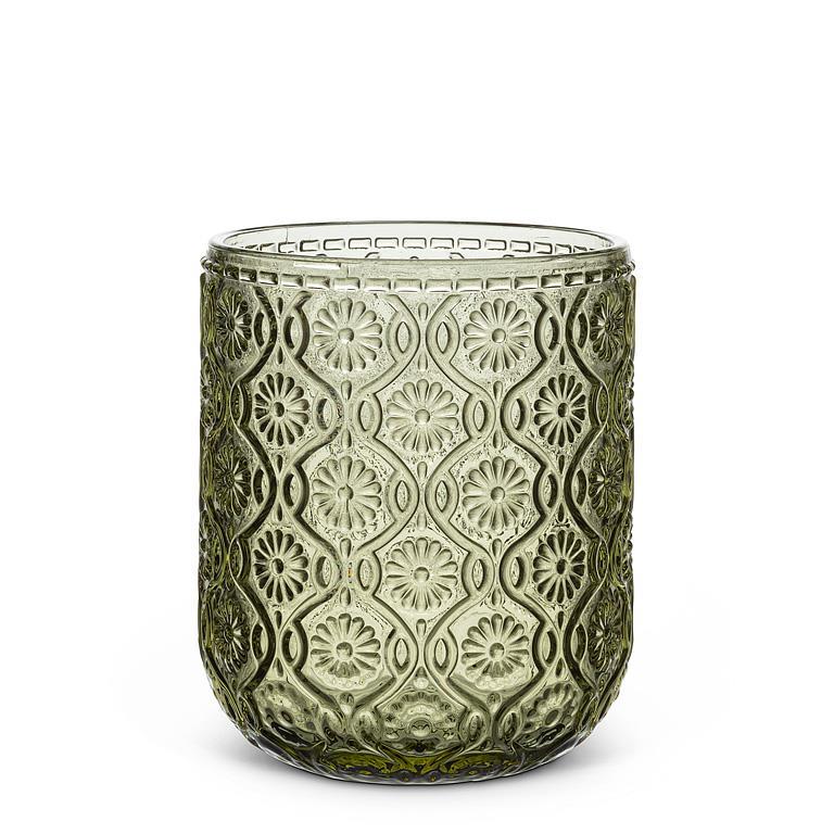 Daisy Glass Tumbler | Olive