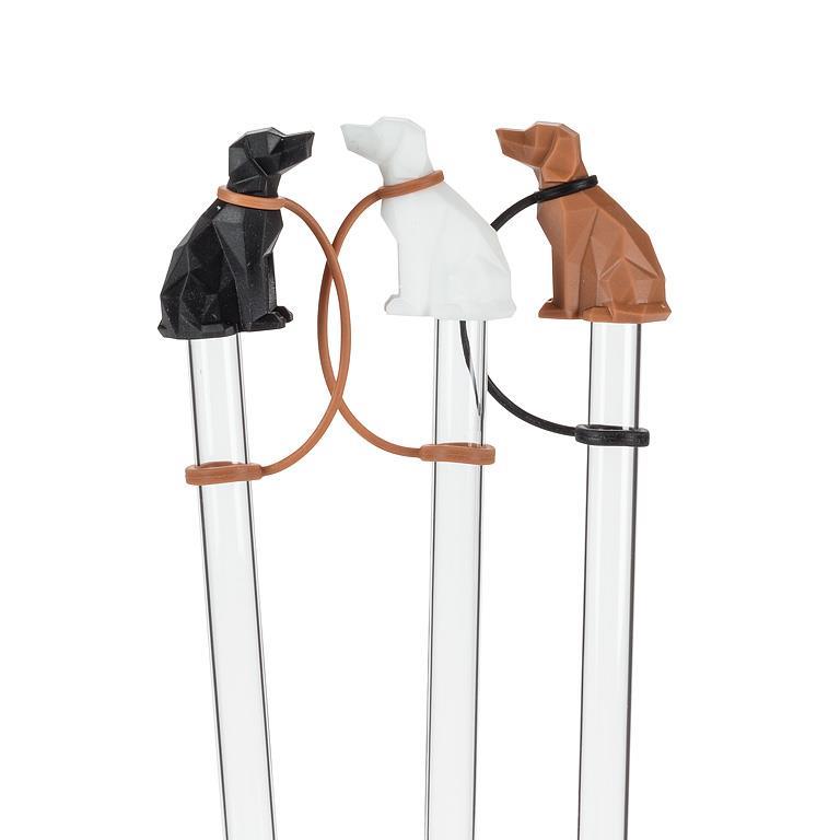 Jumbo Straws with Dog Caps | Set of 3 Jumbo Straws with Dog Caps | Set of 3