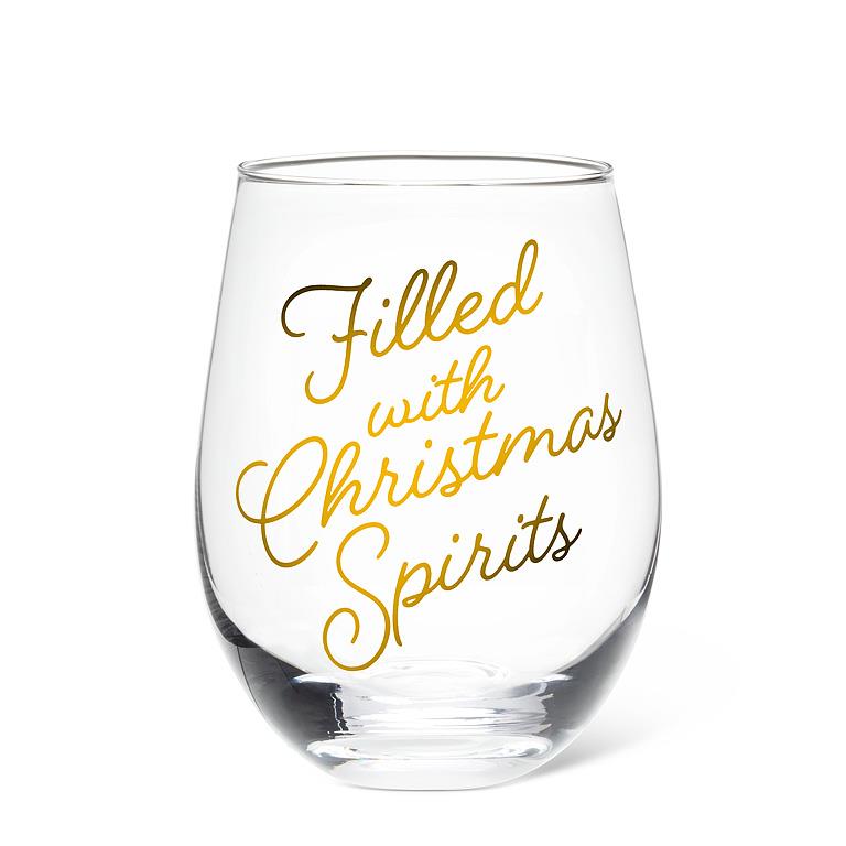 Stemless Wine Glass | Filled With Christmas Spirits