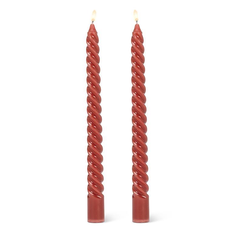 Tight Swirl Taper Candles | Set of 2 | Red
