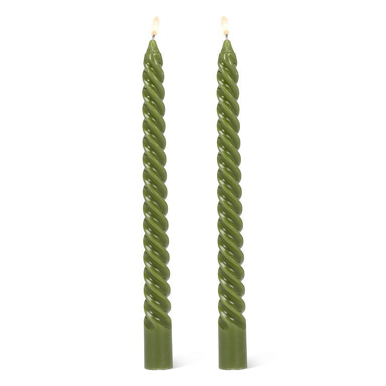 Tight Swirl Taper Candles | Set of 2 | Green