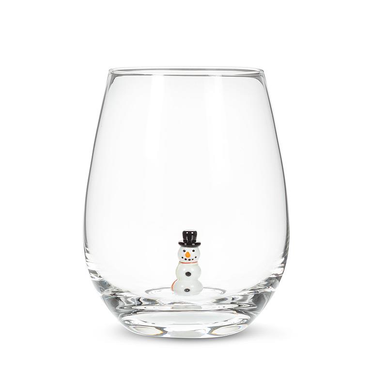 Stemless Wine Glass | Snowman Icon