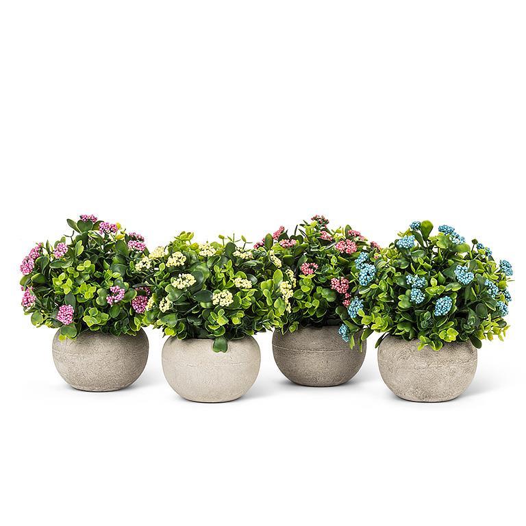 Faux Low Flowering Plant Pot
