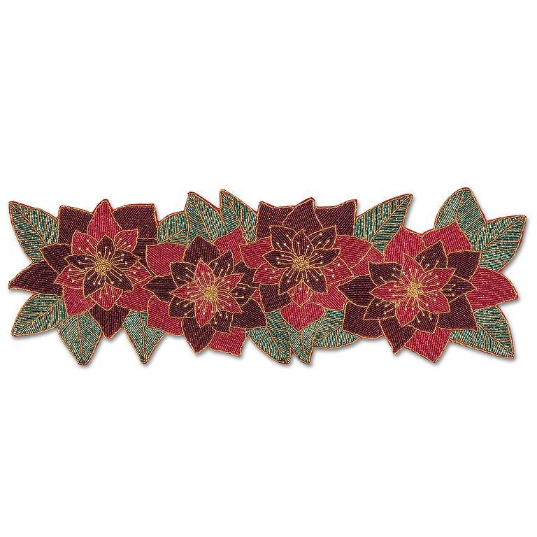 Beaded Poinsettia Table Runner