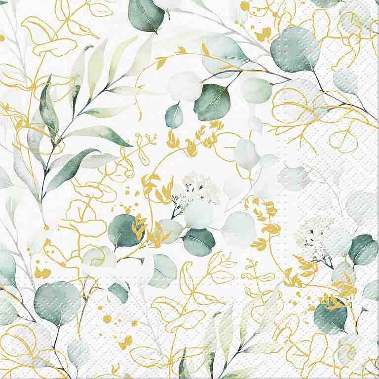 Luncheon Napkins | Golden Eucalyptus 20pk