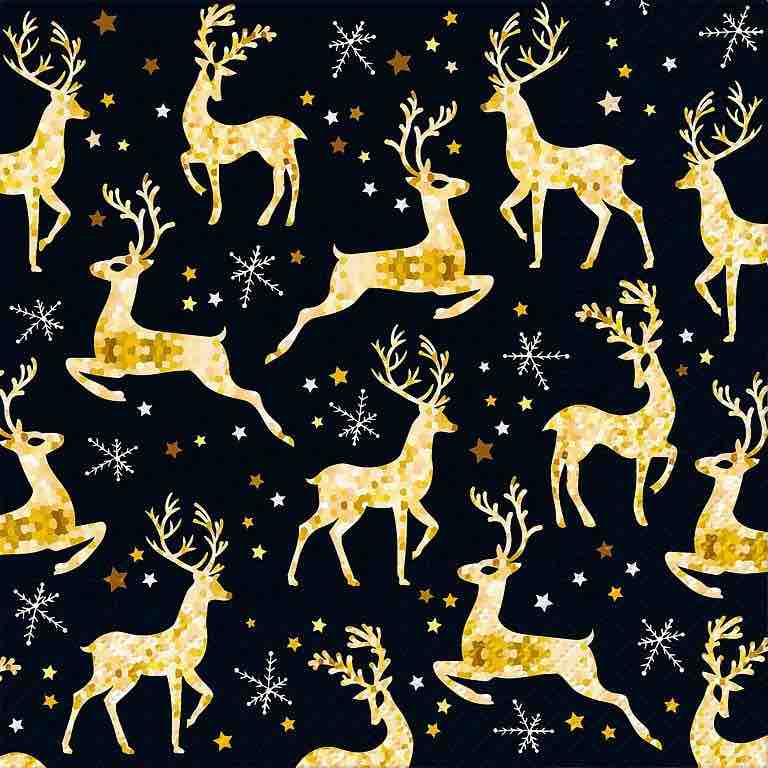 Christmas Napkins | Luncheon 20pk | Golden Reindeer Charm