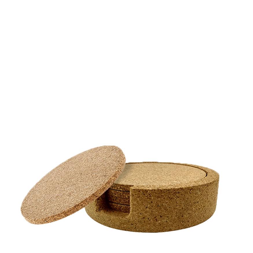 Corky Round Coasters | Set of 4 plus Holder