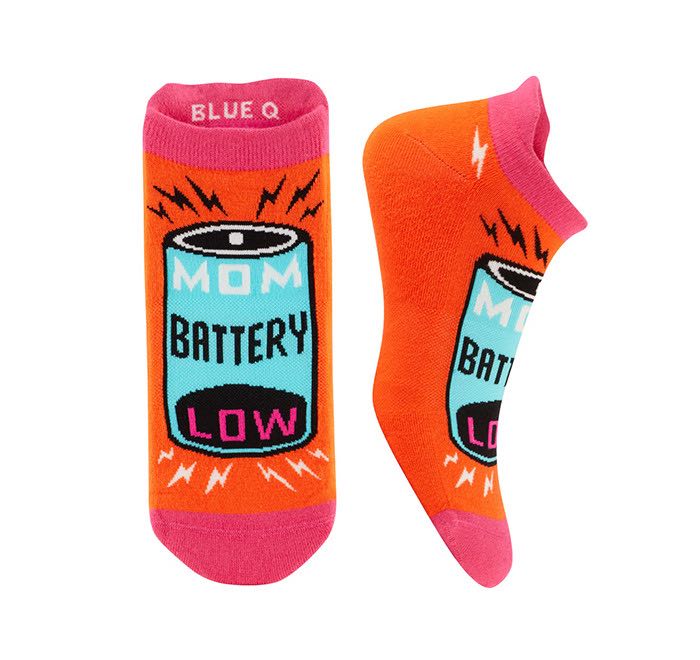 Blue Q Sneaker Socks S/M | Mom Battery