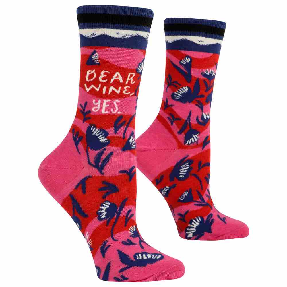 Blue Q Women's Crew Socks | Dear Wine, Yes