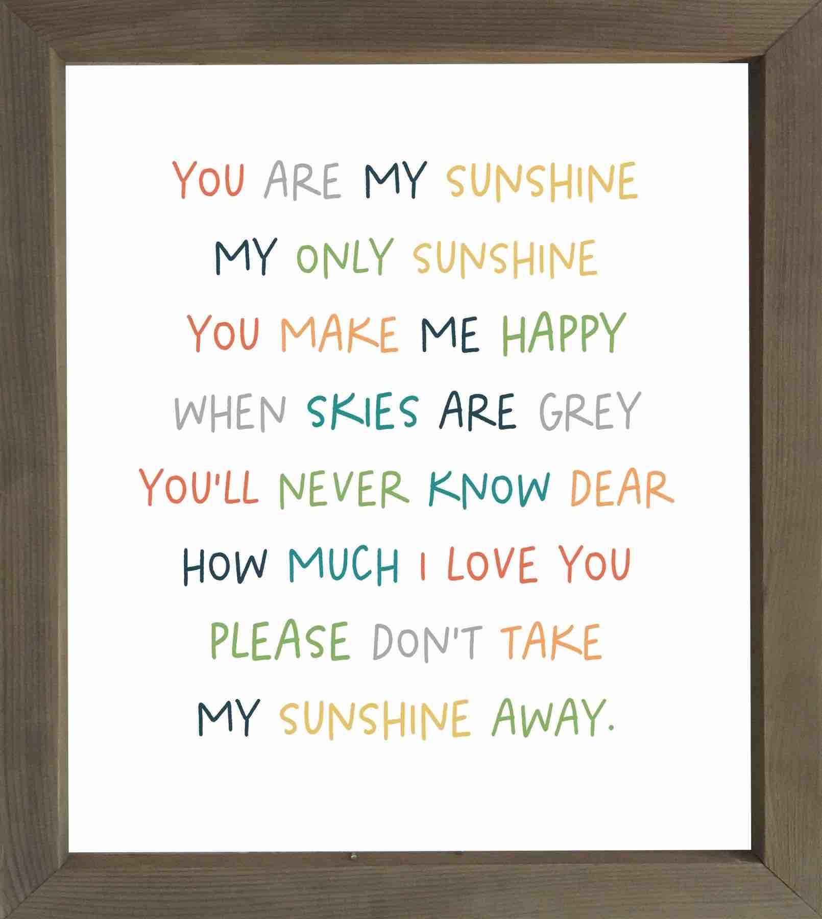 Cedar Mountain Framed Words | You Are My Sunshine