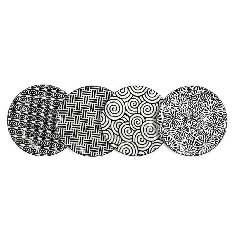 Appetizer Plates | Black & White | Set of 4