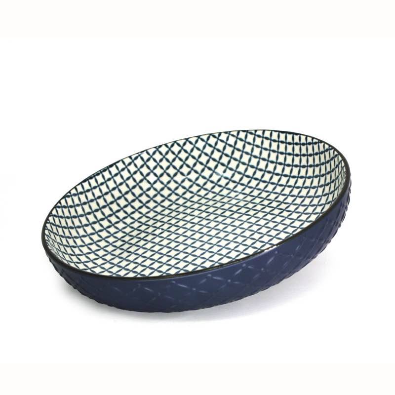 BIA Textured Shallow Bowl | Navy