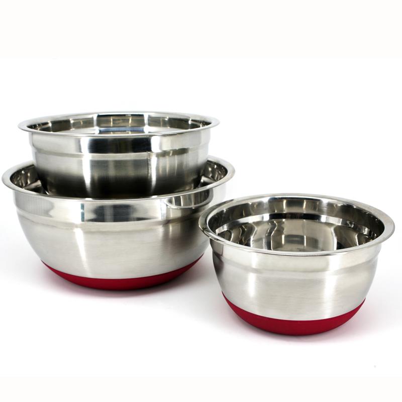 3pc Steel Mixing Bowl Set | Nonslip