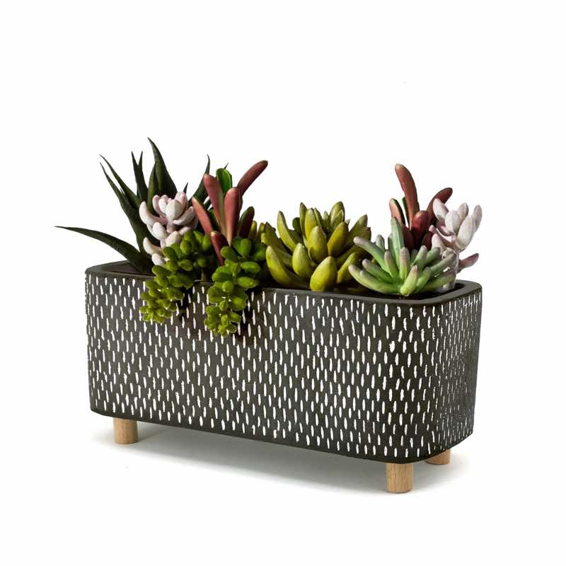 QUATU Oblong Standing Planter | Black