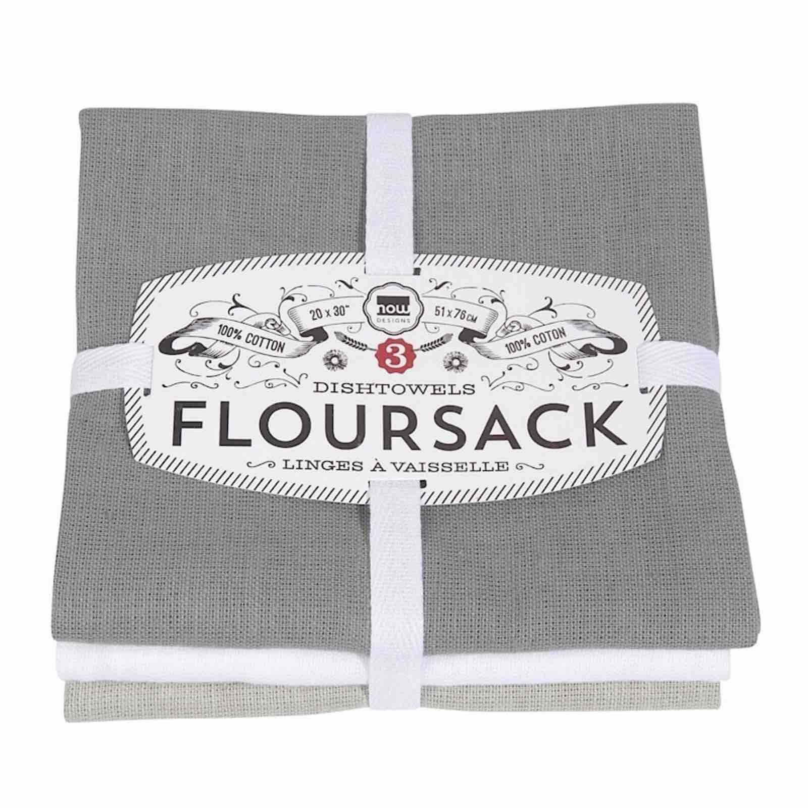 Flour Sack Tea Towels Set of 3 | Gray | White | Moonstruck