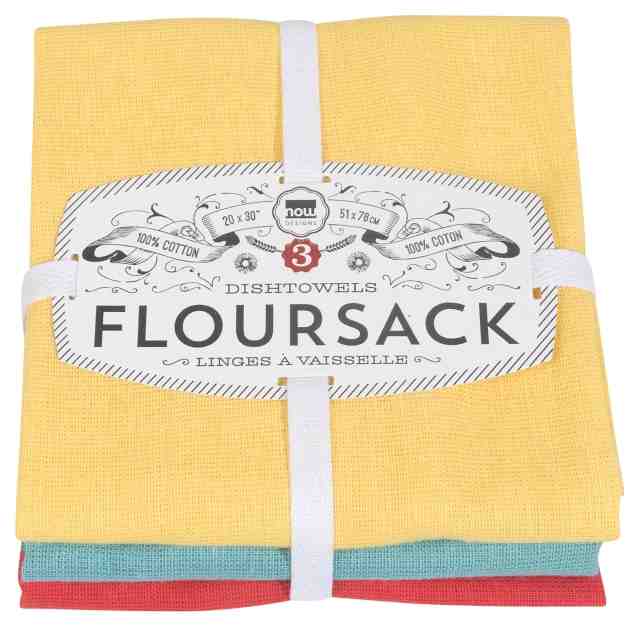 Flour Sack Tea Towels Set of 3 | Lemon | Turq | Grenadine