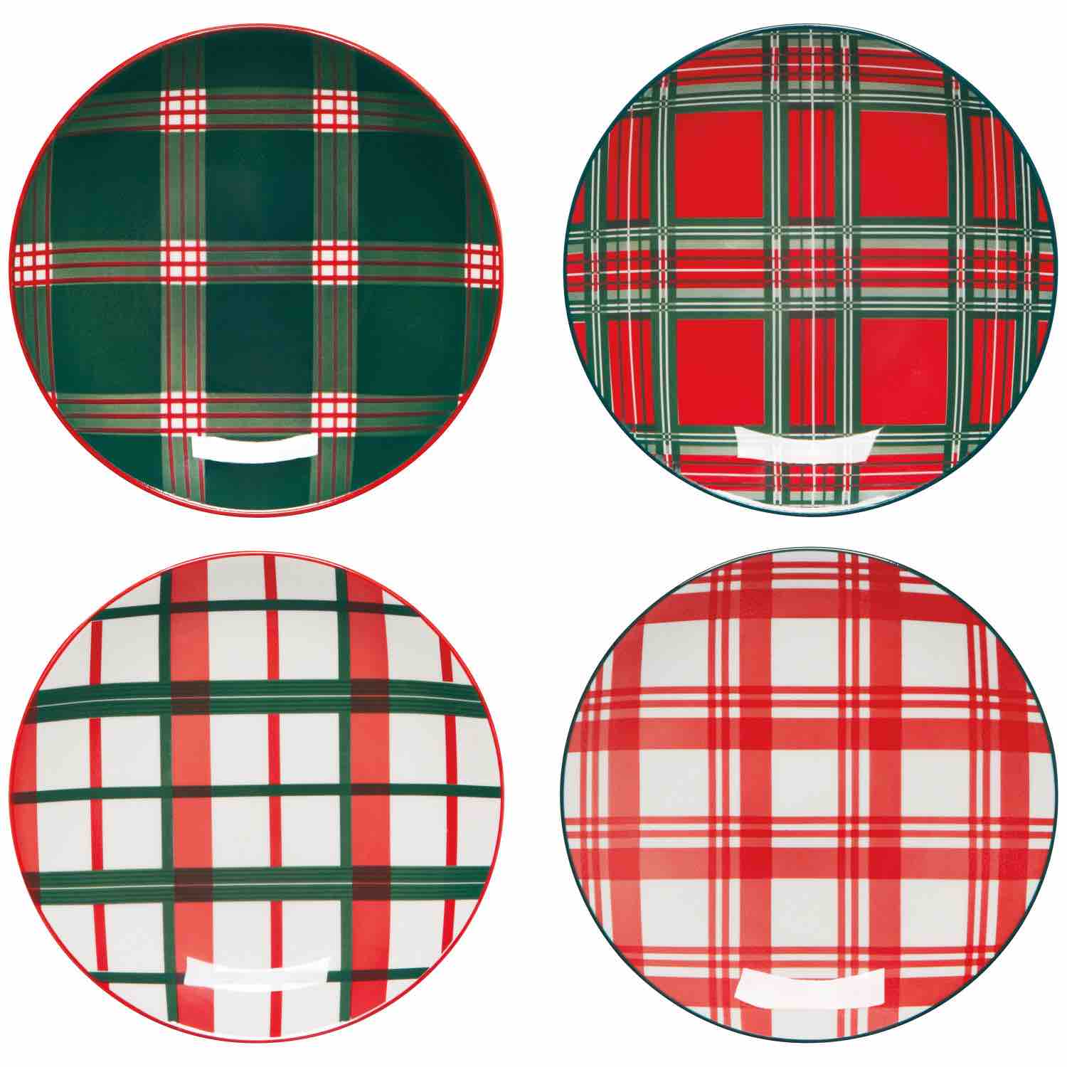 Holiday Plaid Appetizer Christmas Plates | Set of 4