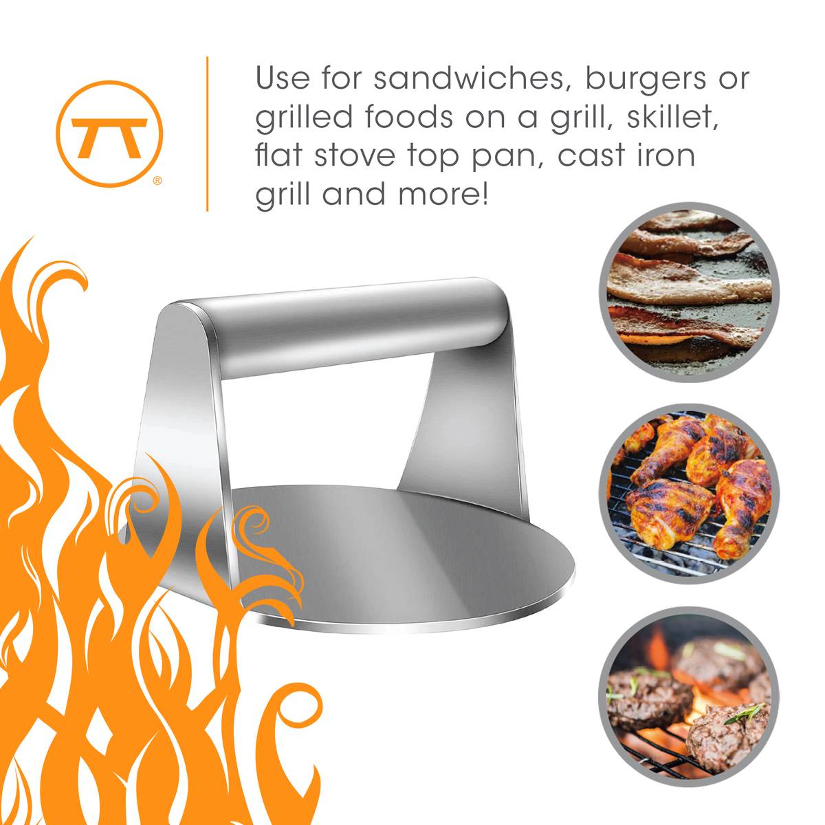 Outset Stainless Steel Burger Smasher | Grill Press