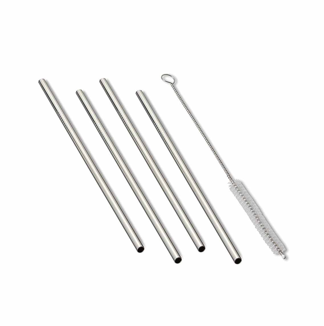 Stainless Steel Straight Reusable Straws | Set of 4 plus Cleaner