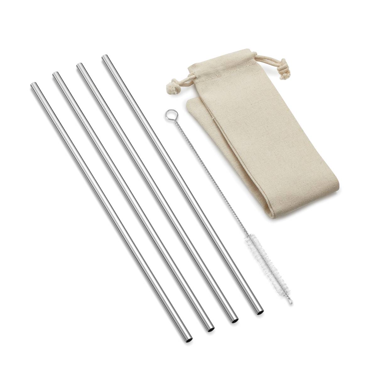 Stainless Steel Straight Long Straws | Set of 4 plus Cleaner