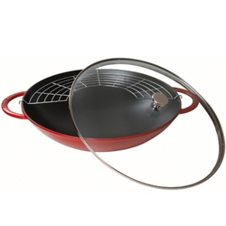 Staub 14.5\" Cast Iron Wok | Grenadine