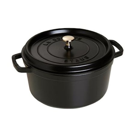 Staub 4qt Round Cast Iron Cocotte | Black