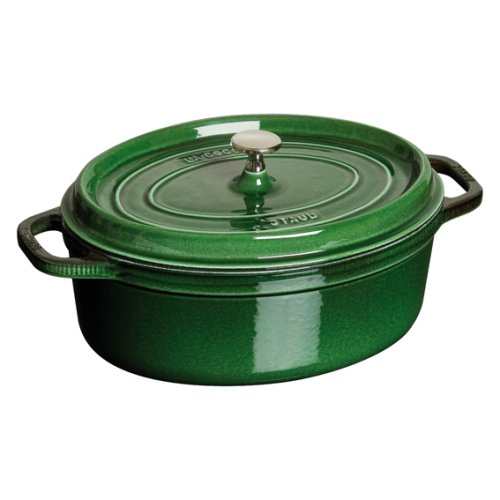 Staub 4.25qt Oval Cast Iron Cocotte - Basil Green