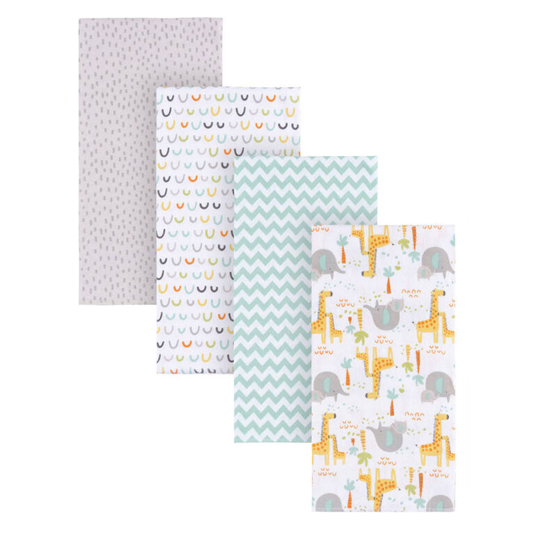 Gerber Flannel Receiving Blankets | 4 Pack | Jungle