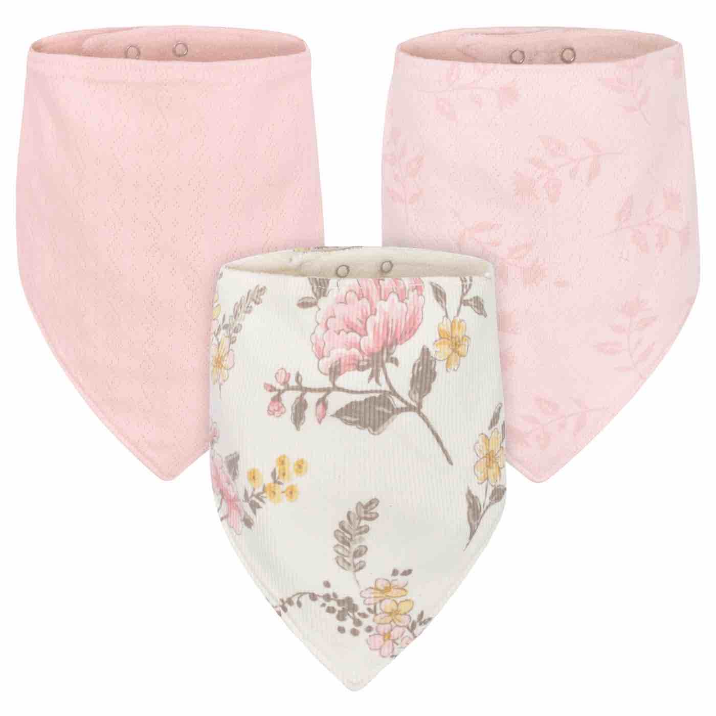 Just Born 3-Pack Baby Girls Vintage Floral Bandana Bibs