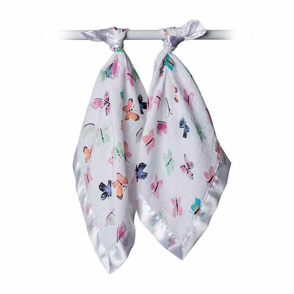 Lulujo Muslin Security Blankets | Set of 2 | Butterfly