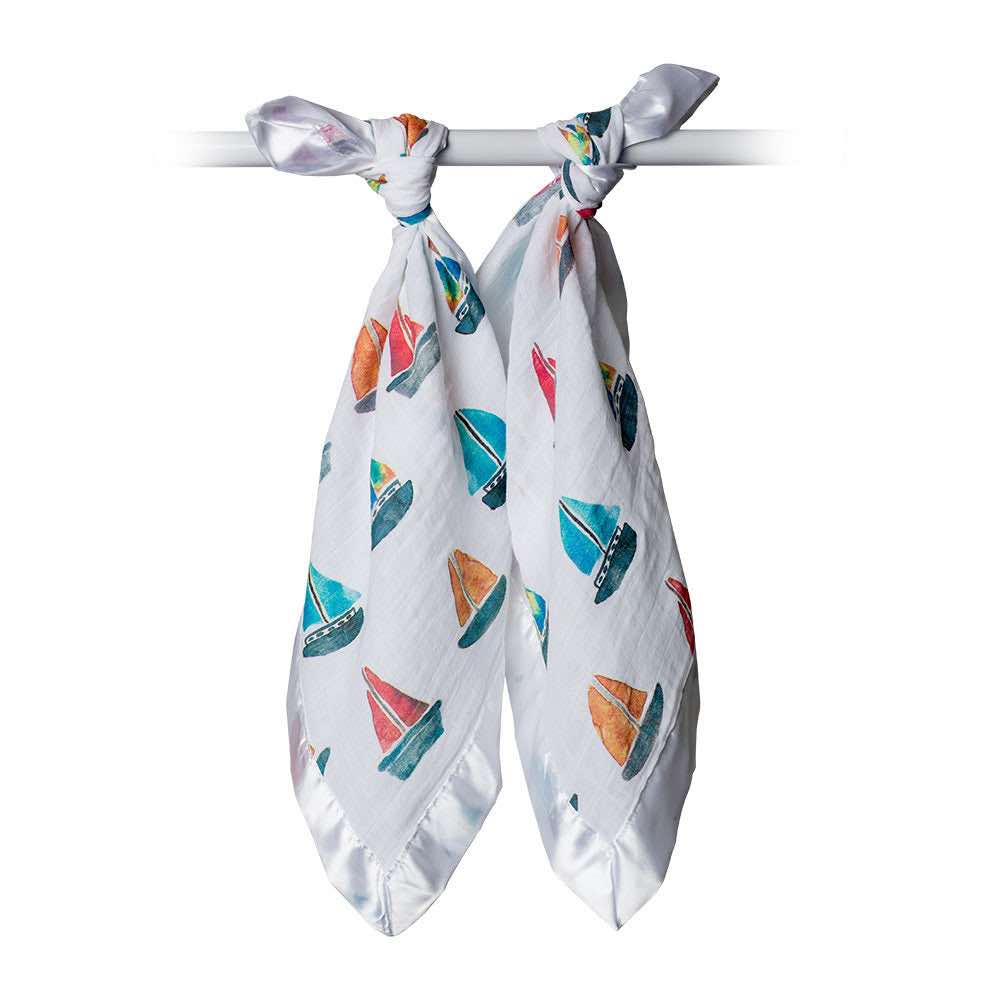 Lulujo Muslin Security Blankets | Set of 2 | Sailboat