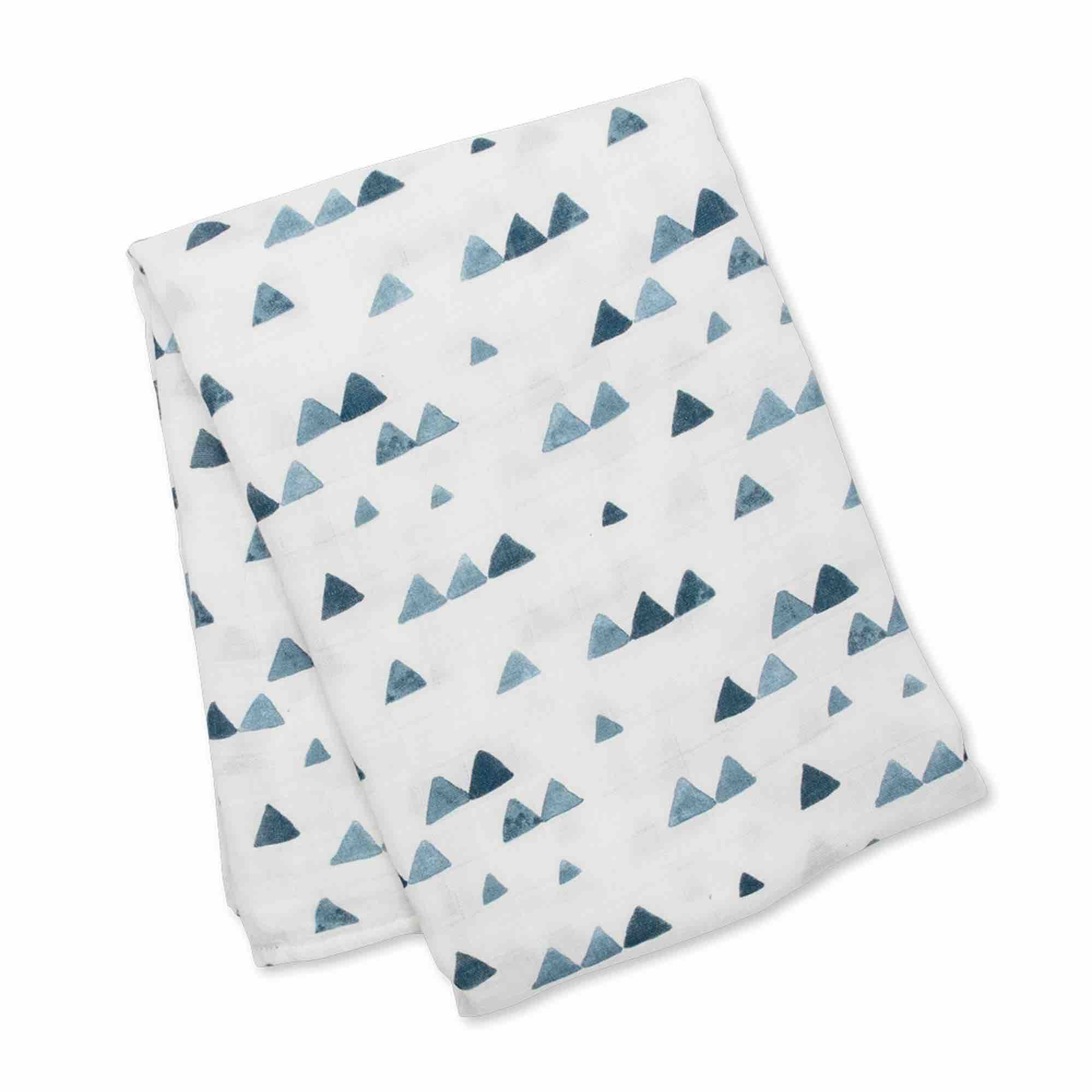 Lulujo Muslin Swaddle Wrap | Navy Triangles