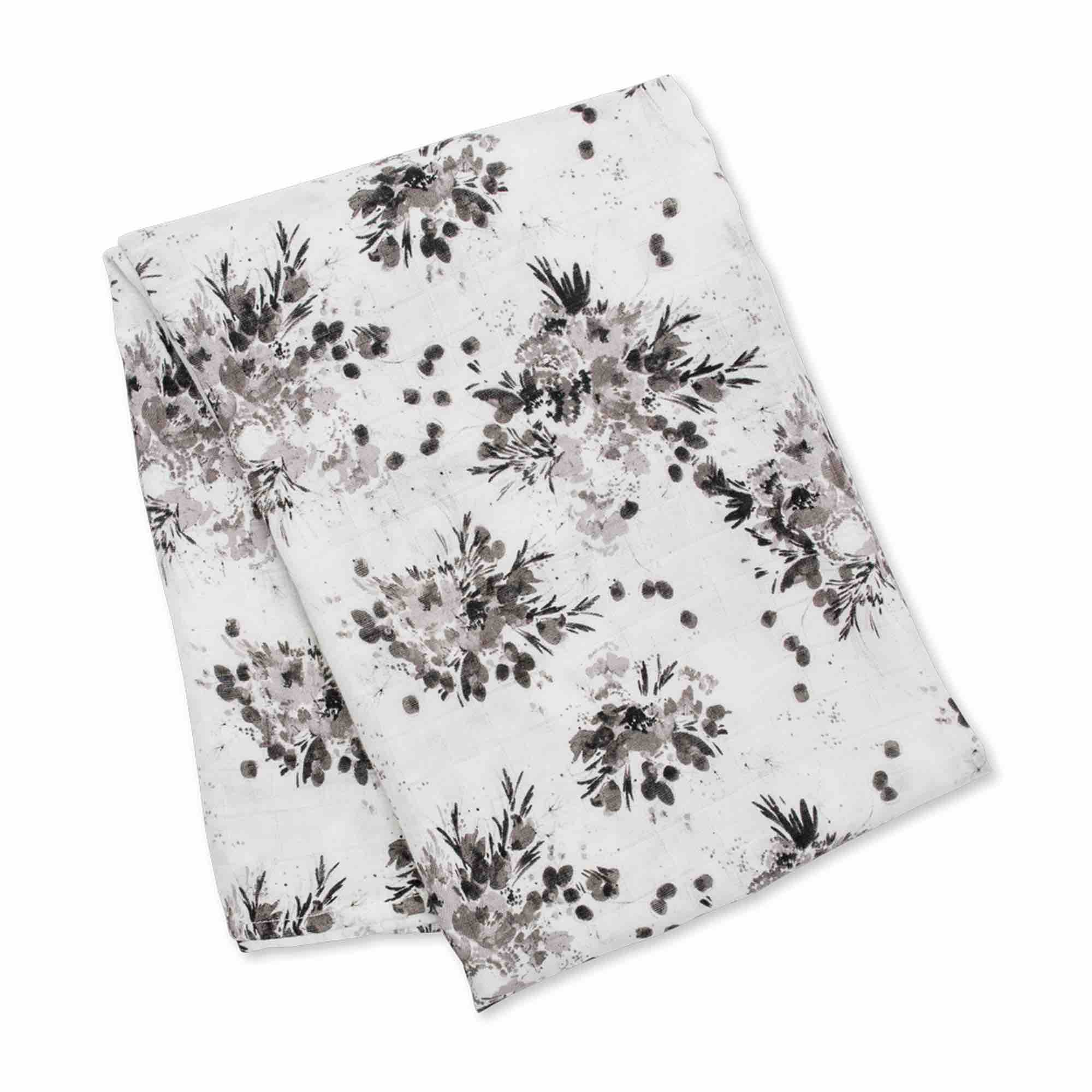 Lulujo Muslin Swaddle Wrap | Black Floral