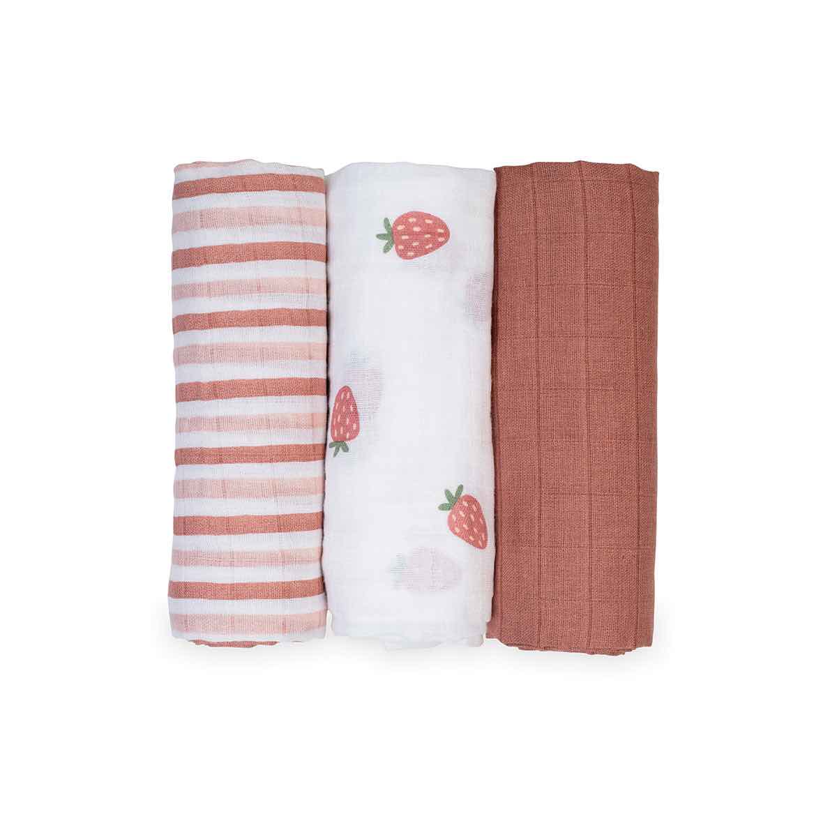 Lulujo Muslin Receiving Blankets | 3pk | Strawberries