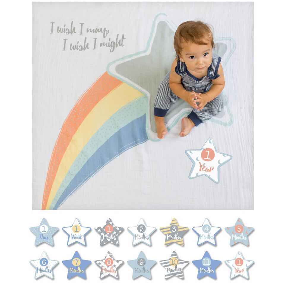 Lulujo Baby's 1st Year Blanket & Cards | I Wish I May