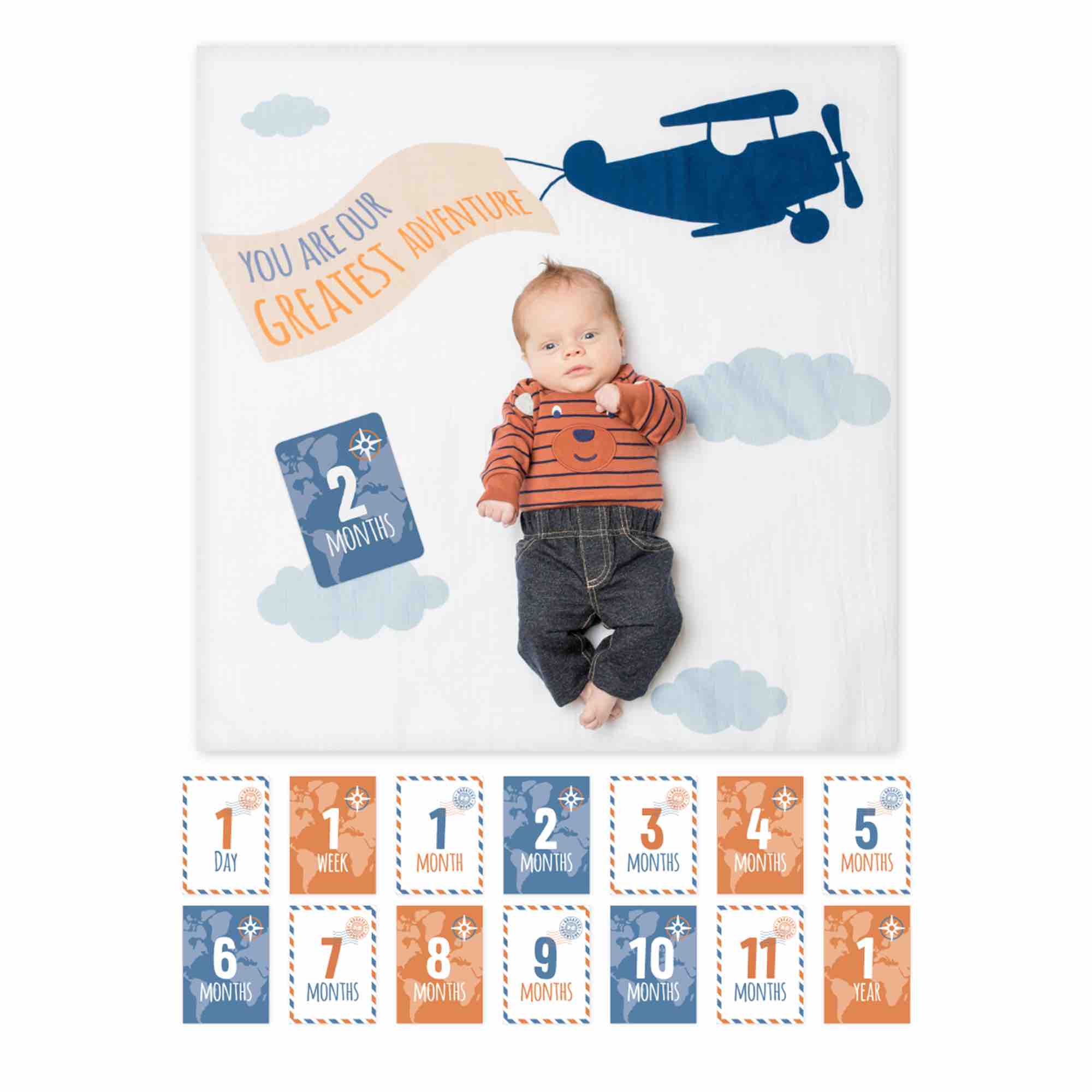 Lulujo Baby's 1st Year Blanket & Cards | Greatest Adventure