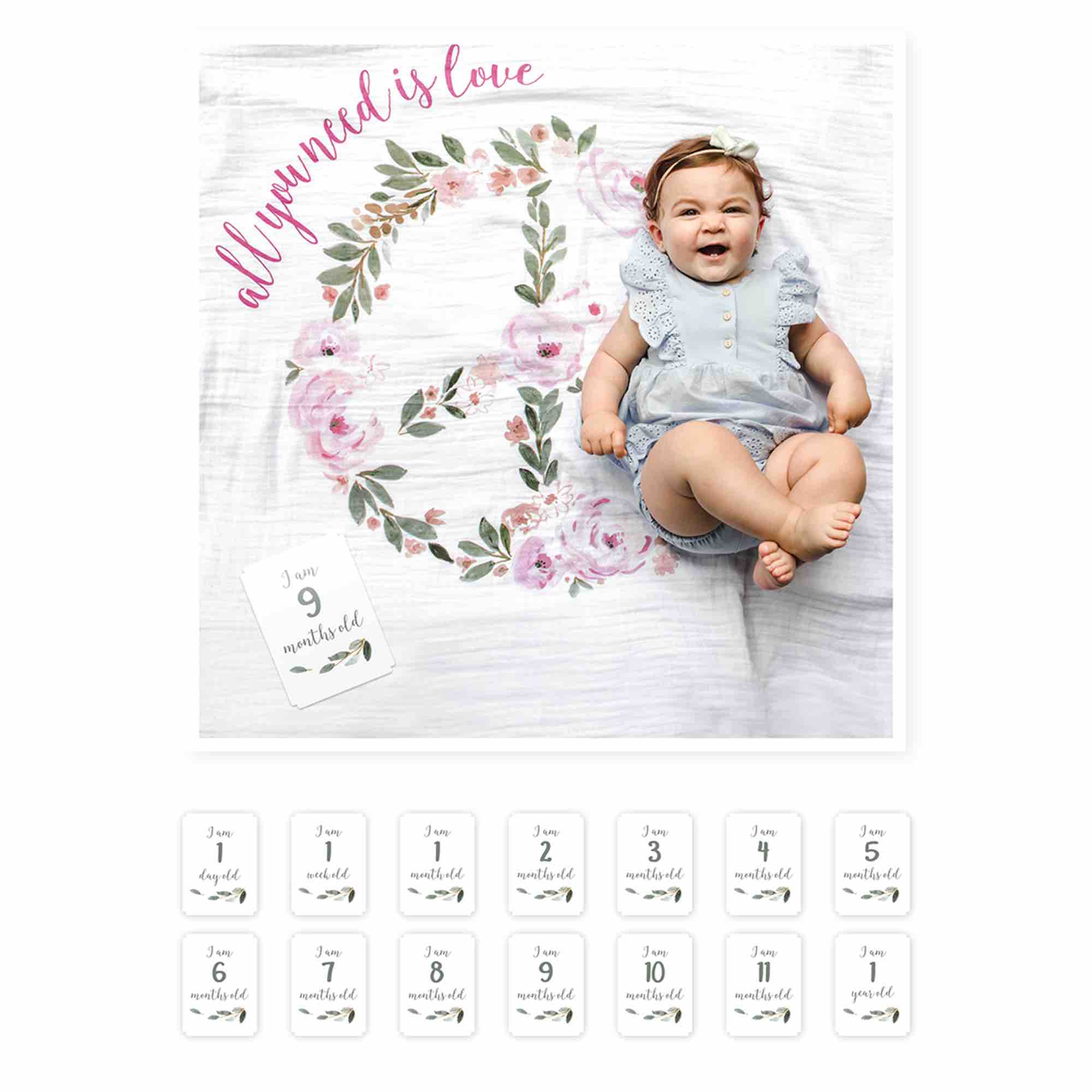 Lulujo Baby's 1st Year Blanket & Cards | All You Need Is Love