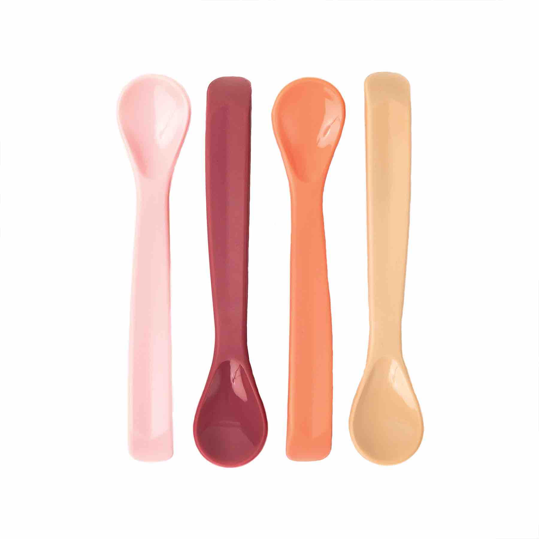 Tiny Twinkle Silicone Spoons | 4pk | Pink Red Orange